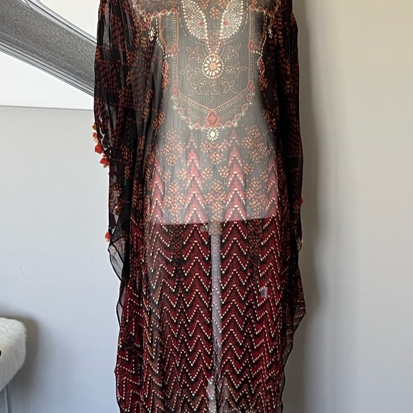 Ritu Kumar Designer Black Sheer Long Kaftan Tunic Dress - Picture 7 of 12
